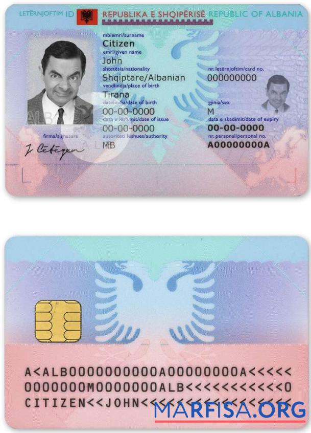 Realistic Albania ID template